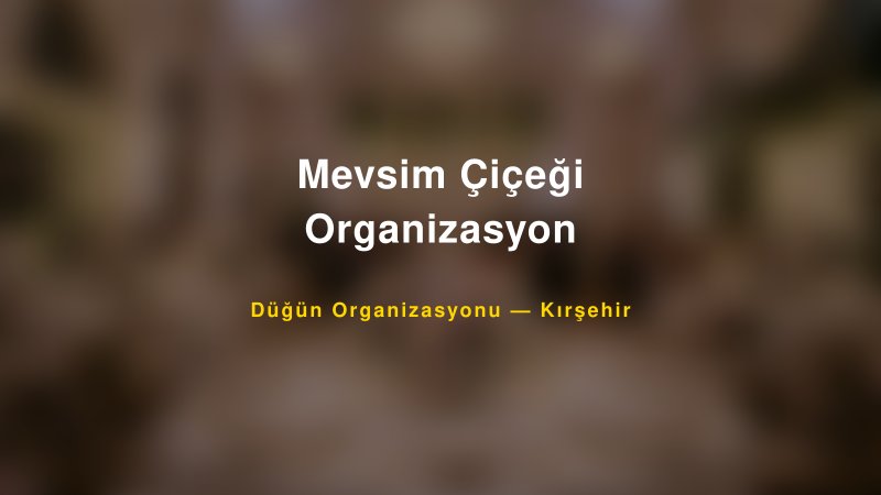 Mevsim Çiçeği Organizasyon — Kırşehir Kır Düğünü Mekanı Rehberi